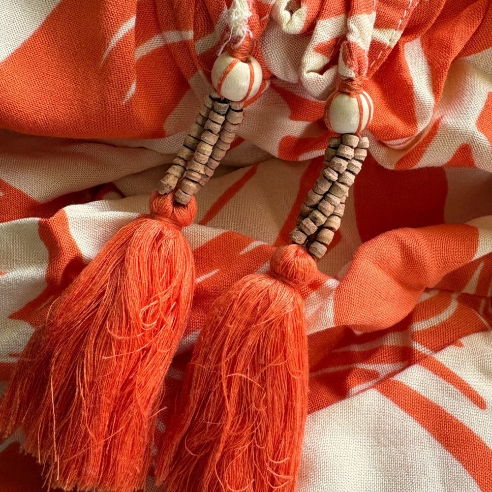 True Destinations Orange Floral Botanical Wide Leg Pants, Small, Beach Resort - Picture 7 of 9